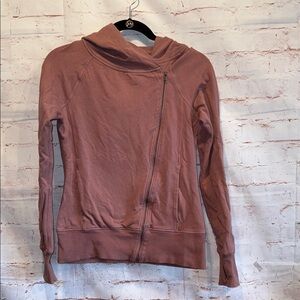 Nike Mauve Zipper Yoga Full Zip Hoodie Women xs asymmetrical zip pockets hood